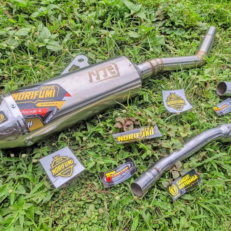 Knalpot Norifumi Rocket 4 Competisi Model terbaru fullset PNP CRF150 KLX WR155 Bulat 4