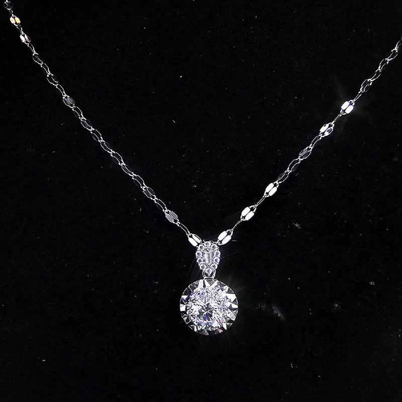 Dây chuyền lá tròn phối mặt tròn cắt máy   Trang Sức Nữ Women Chain bạc ý xi kim