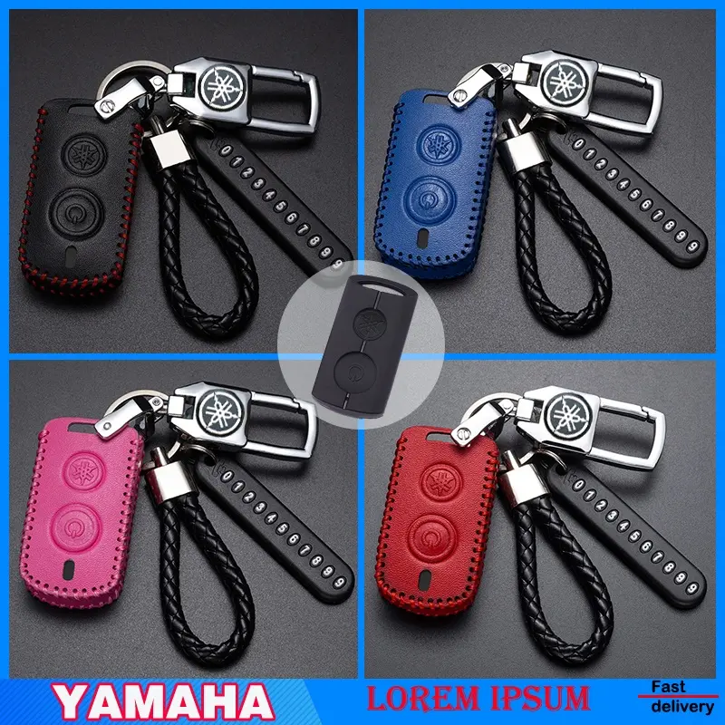 Yamaha y15zr Nmax Y16 xMax y16zr remote key leather case cover with Keychain key  case key  cover