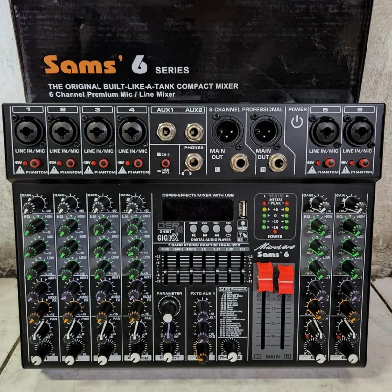 Mixer Audio Microverb Sams 6 Bluetooth 6 Channel 0