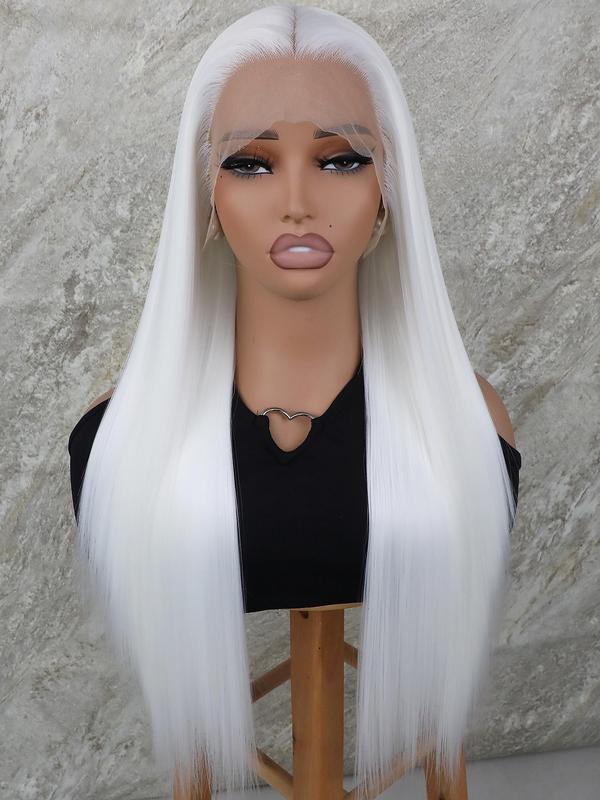 Hairstyle Ideas Women's 28inch Long Straight Synthetic Lace Front Hair Wigs, Glueless Natural Fluffy Heat-resistant Wigs without Bangs, Trendy Synthetic Wigs for Party, Daily Hairstyle Ideas, Gifts for Girlfriend 8