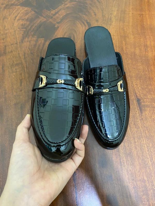  Giày Sục Da Nam Bóng Dập Vân Ca Rô AL208 - Phong Cách Trẻ Trung Nam Tính - DéP Shoes Đế Bằng 