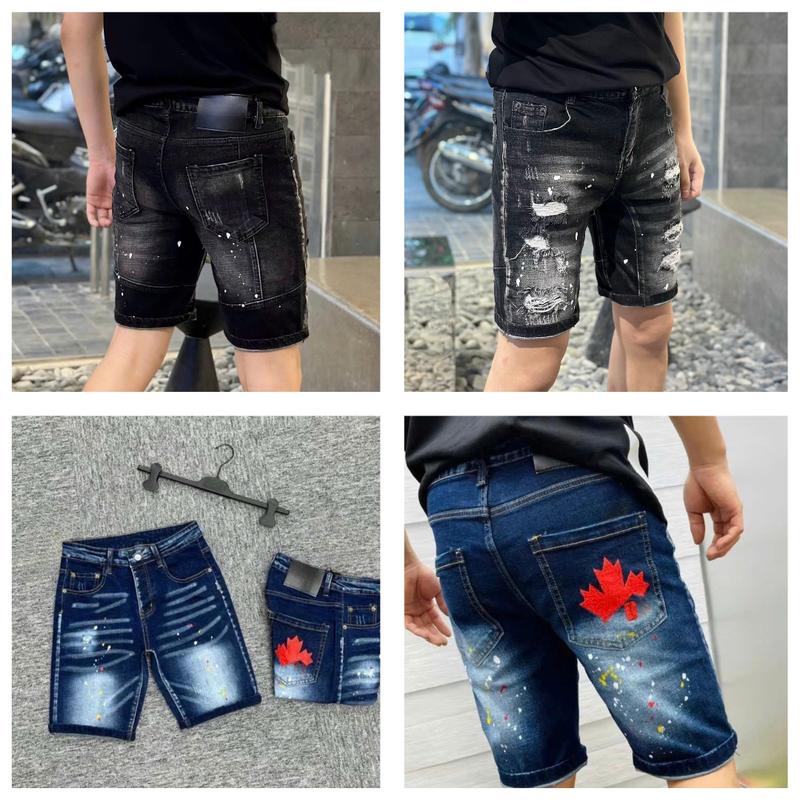 Quần Short Jean Tạo Kiểu Mài Xước Vẩy Sơn , Wash Loang Boy Phố Hiện Đại Phong Cách . Chất Vải Jean Co Dãn Bốn Chiều Thoáng Mát Menswear Pants