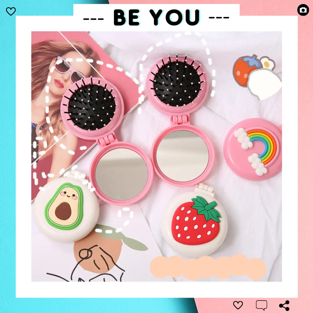 Gương Kèm Lược Gấp Gọn Dễ Thương - BEYOU Women Cosmetic
