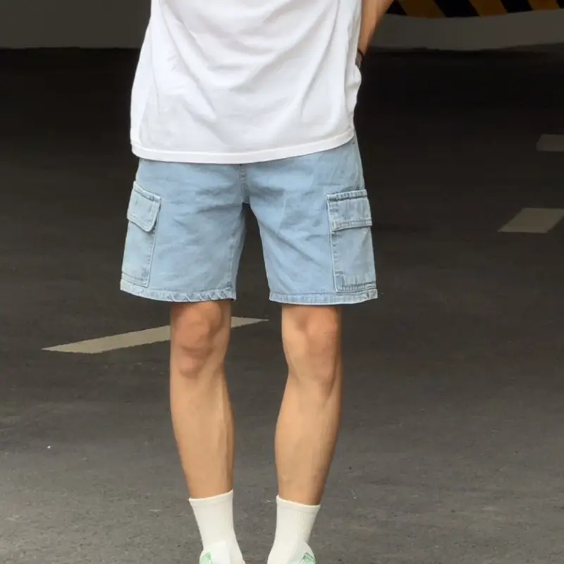 ( XẢ KHO) Quần Short Jean Nam Túi Hộp 02 Menswear Denim  Xanh Có Túi 2