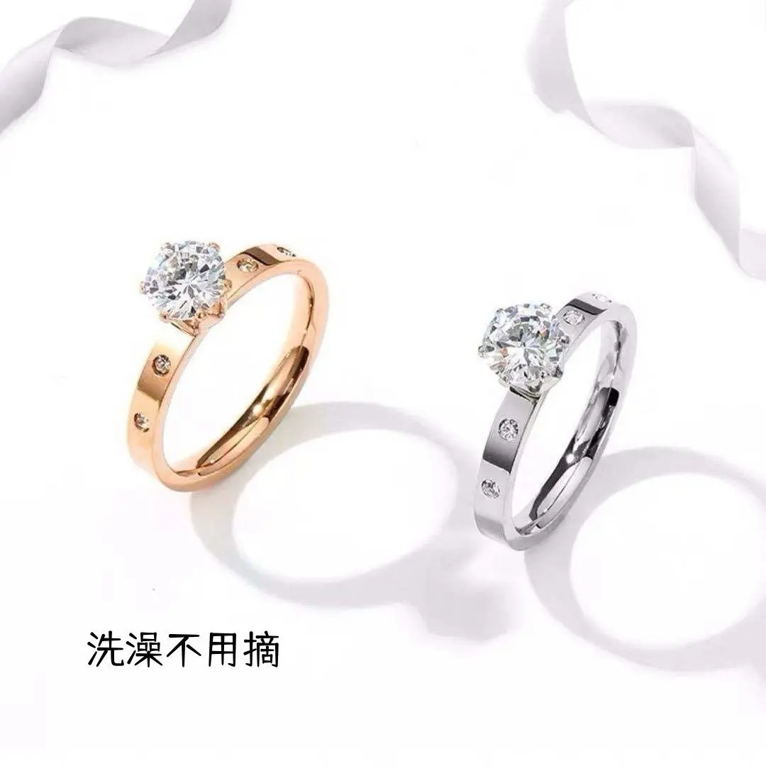 Nhẫn Kim Cương, Kim Cương Đơn Zircon Sáng Bóng, Kim Cương Sáu Chấu, Đồ Trang Sức Halijah, Thanh Lịch, Thiết Kế Sỏi Thích Hợp Cho Ngón Trỏ Của Bạn Gái Và Cặp Đôi