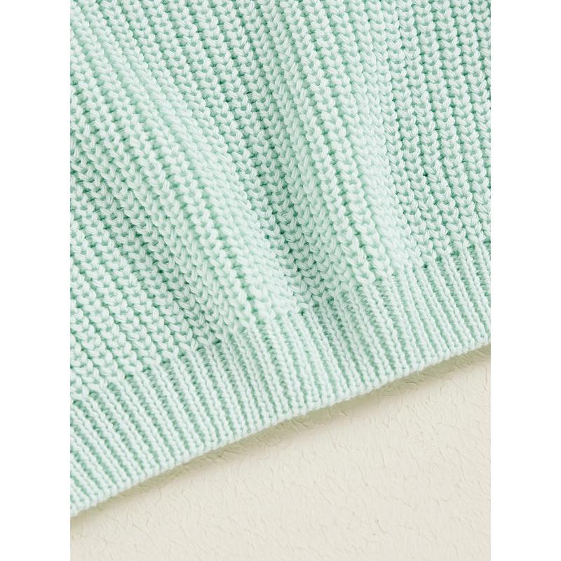 Product Introduction of Little Boy Girl Knit Sweater Solid Color Crew Neck Long Sleeve Pullover Tops for Fall Winter Causal Sweater 46