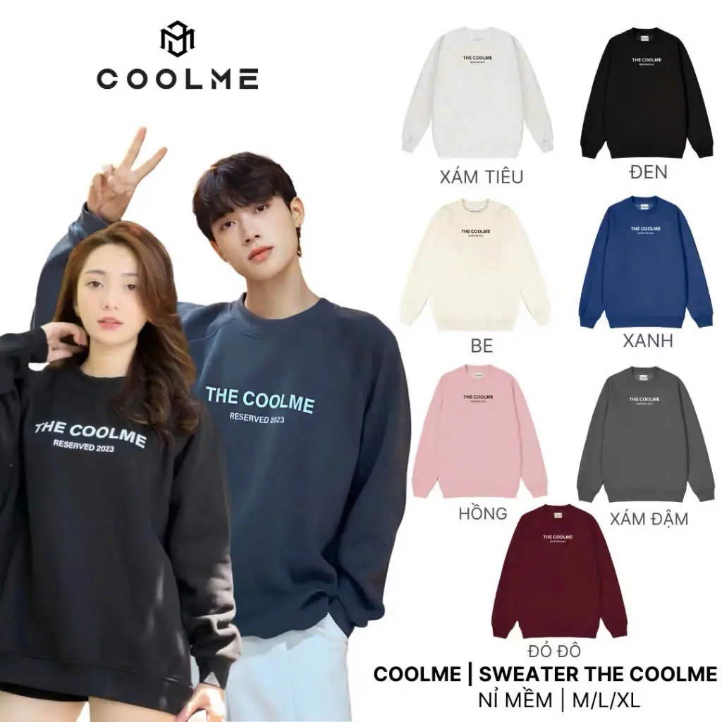 Áo Sweater The Coolme Nỉ Bông Tay Dài Cổ Tròn Dài Tay Unisex Womenswear Menswear brianna Hoodie Xanh
