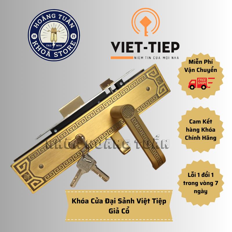 [QUÀ TẶNG ĐI KÈM] KHÓA CỬA ĐẠI SẢNH VIỆT TIỆP GIẢ CỔ , LẮP CỬA GỖ, CỬA THÉP VÂN GỖ, CỬA SẮT. HÀNG KHÓA VIỆT TIỆP CHÍNH HÃNG.