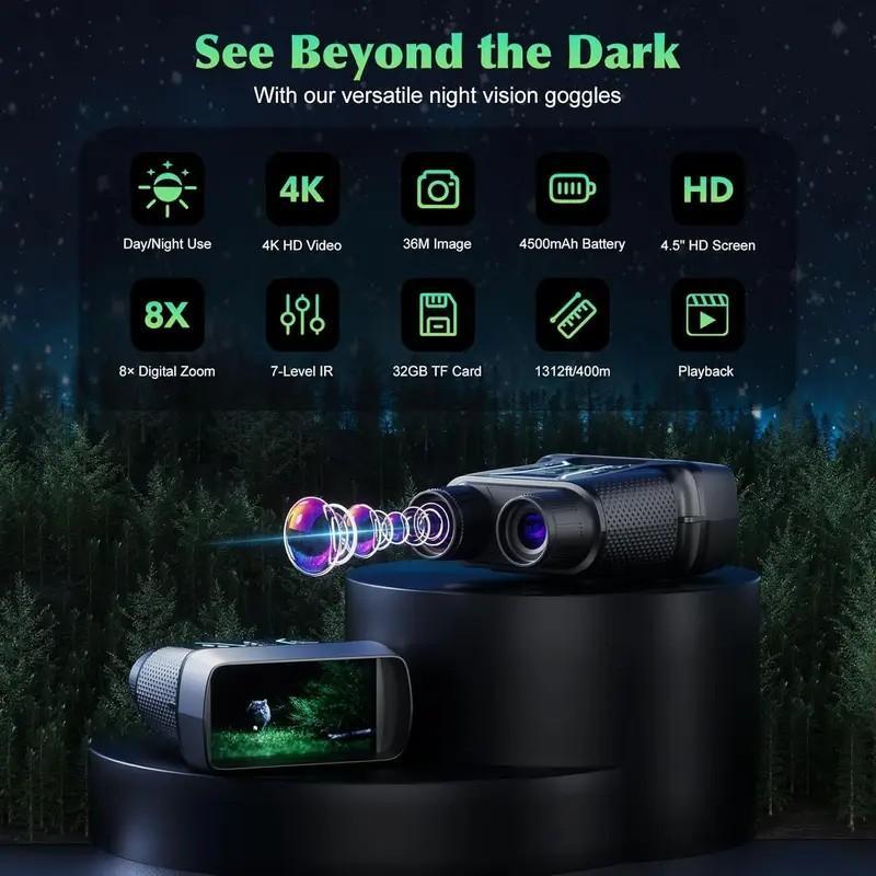 Product Introduction of 4.5 Inch Video Camera, 8X Digital Zoom Night View Goggles, Handheld Small Camera, Professional Night View Goggles for SavingCamping Photos and Videos 6