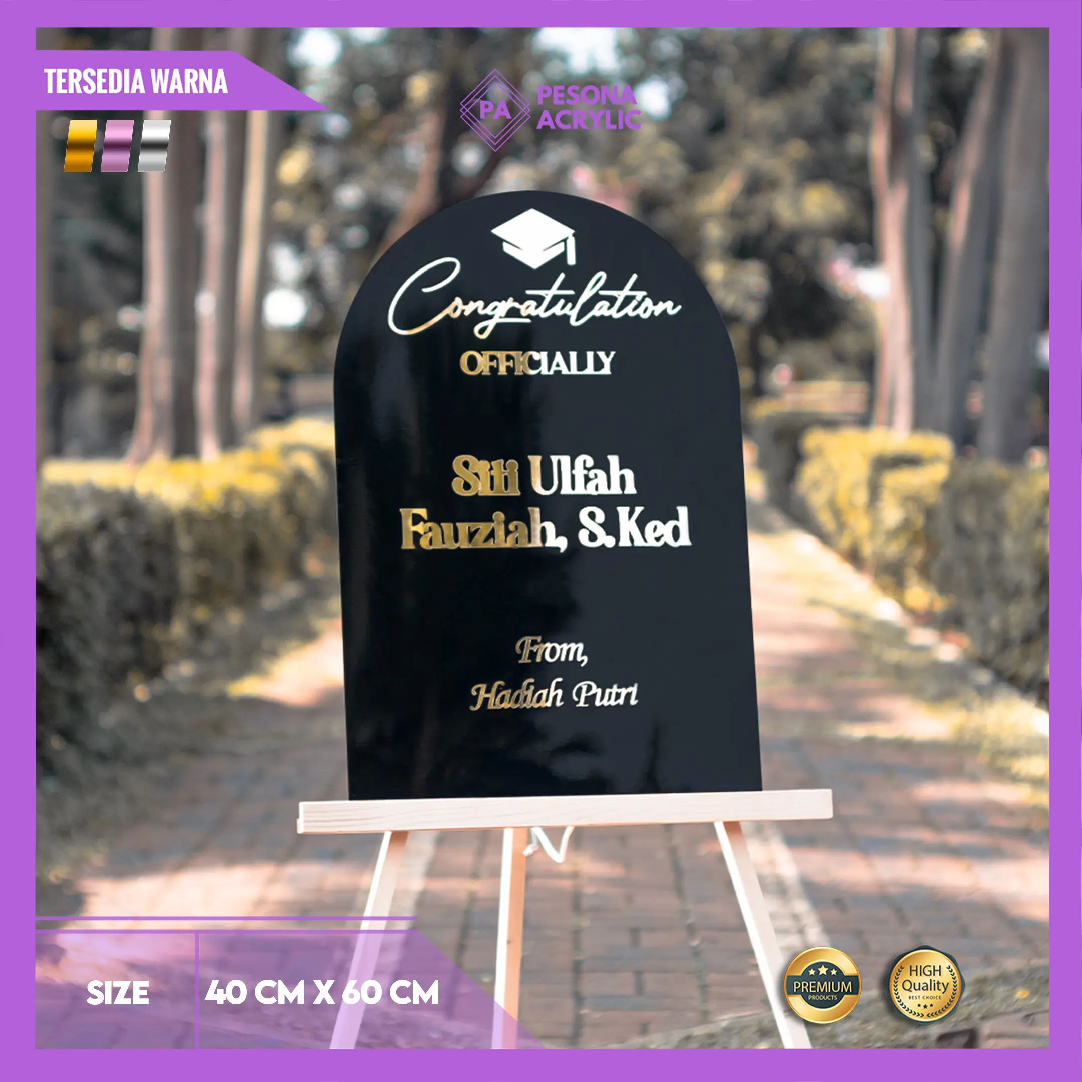 Welcome Sign Wedding Papan Ucapan Acrylic Custom Gold Silver Rosegold Putih