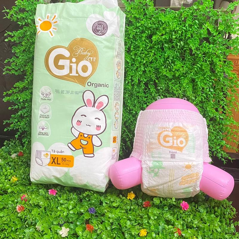 Tã quần 100 miếng cho bé BabyGio Organic sỉ từ 1 bịch đủ size 5-25kg bỉm gio 100