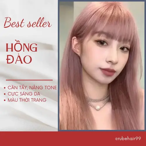 Nhuộm tóc màu nâu hồng trà tẩy tóc tặng kèm găng tay và oxy