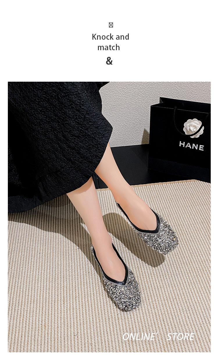 Product Introduction of 2025 new fashionable low heeled M ü ller women's shoes, with diamond studded decorative pointed single shoes, avant-garde design, simple, luxurious, comfortable, suitable for commuting, outdoor activities, etc 22