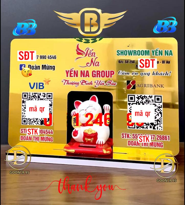 Bảng mã QR mèo thần tài, chất liệu meca, đặt tại quầy lễ tân , kiểu dáng sang trọng phù hợp mọi không gian 5