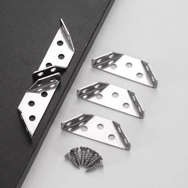 Universal Furniture Corner Connector, Stainless Steel Corner Bracket with Screws, Furniture Triangle Support for Shelves, Cabinets, Tables, Chairs