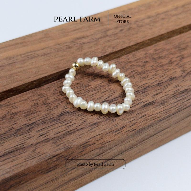 Nhẫn Ngọc Trai Nhí Co Giãn Thời Trang Phối Bi Vàng Cá Tính Pearl Farm 4