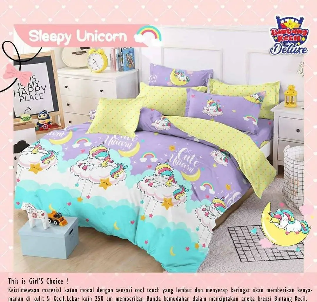 Sprei Motif Terbaru Aesthetic Katun Premium Single Bed bantal guling karet sarung Tali Seprei