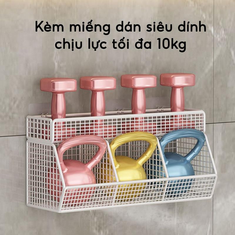 Kệ Đựng Gia Vị Hành Tỏi Dán Tường Nhà Bếp Chia Ngăn Giỏ Đựng Đồ Đa Năng Dính Tường Chịu Tải 10kg 3