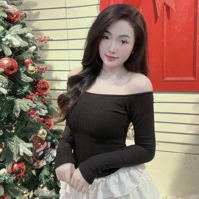 Áo Trễ Vai Tay Dài Nữ 13.AU cutie Women