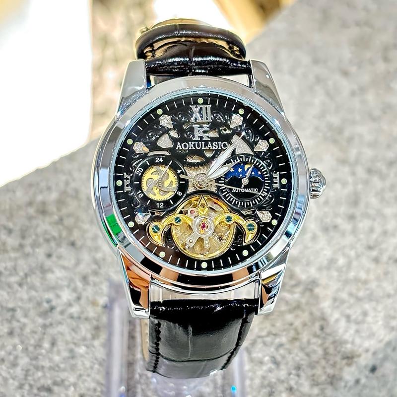 Đồng Hồ Cơ Nam AOKULASIC Watch Cuộc Chiến Ngai Vàng Sun Moon Máy 24h Dạ Quang Dài 6h Analog Size 41mm