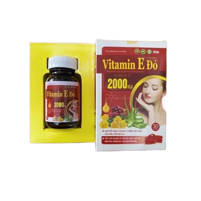 [COMBO 10 HỘP] Viên uống đẹ.p da vitamin E đỏ 2000IU. Hộp 30 viên. Hỗ trợ ch.ống lão hóa, gi.ảm thâm nám, cung cấp dưỡng chất giú.p sáng mịn da. tinhdau hoa anh thao 0