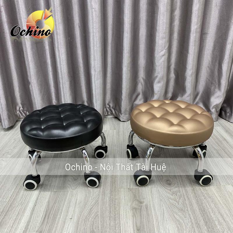Ghế Bệt Ngồi Làm Nail Êm Ái Có Bánh Xe Di Chuyển Tiện Lợi Mẫu Tròn Múi (Có Sẵn)