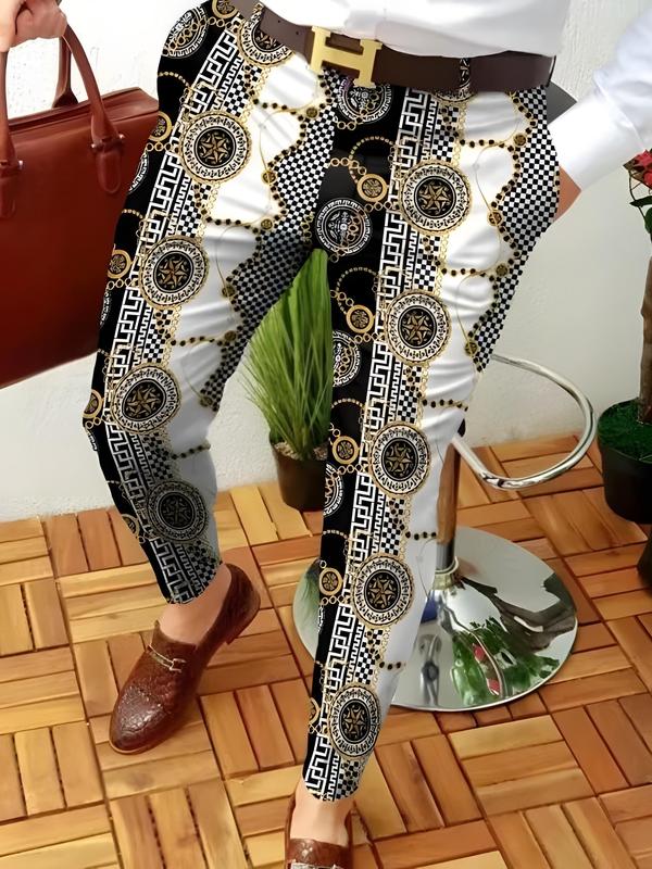 TikTok Shop HOT European and American geometric print gentleman casual style dress pants skin friendly material breathable and comfortable popular fashion items in 2024