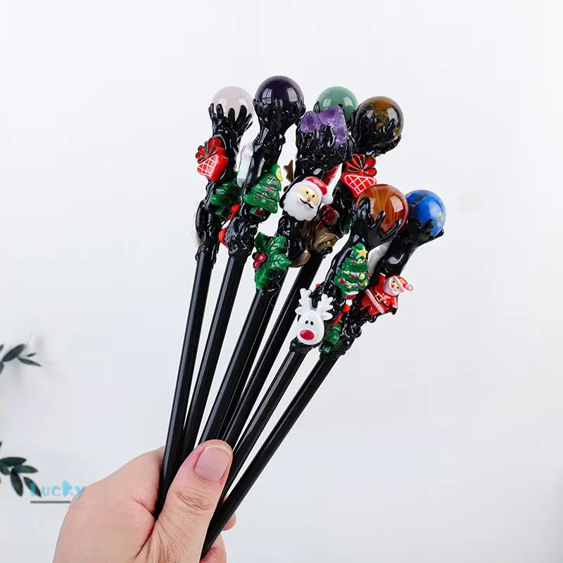 Quả Cầu Pha Lê Tự Nhiên Mới, Đũa Thần, Đạo Cụ Trang Trí Giáng Sinh, Truncheon, Đũa Thần, Mặt Dây Chuyền Pha Lê, Quà Tặng, Bán Buôn