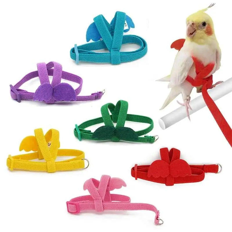 Long Cable Harness Leash Anti-Bite Training Decorative Lightweight Parakeet Parrot Vest Rope for Bird