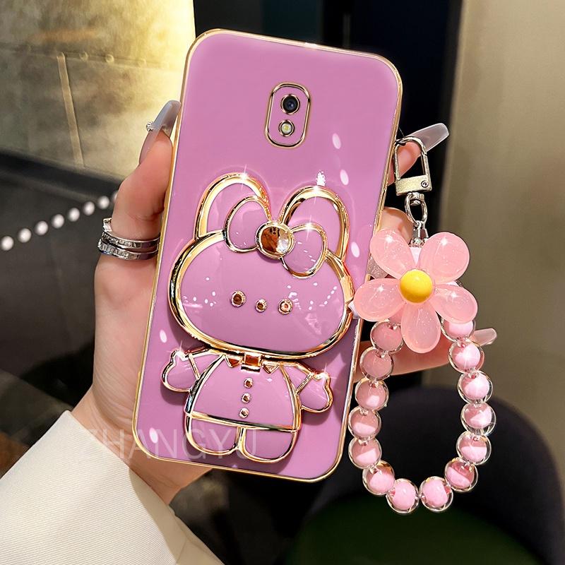 Ốp Điện Thoại, Ốp Samsung J3 J5 J7 Pro J3 J5 J7 2017 J330 J530 J730, Chất Liệu TPU, Thiết Kế Chân Đế Âm Thanh Nổi Hình Thỏ 3D, Siêu Mỏng, Mạ Điện, Ốp Mềm, Ốp Bảo Vệ Chống Sốc, Kèm Vòng Đeo Tay