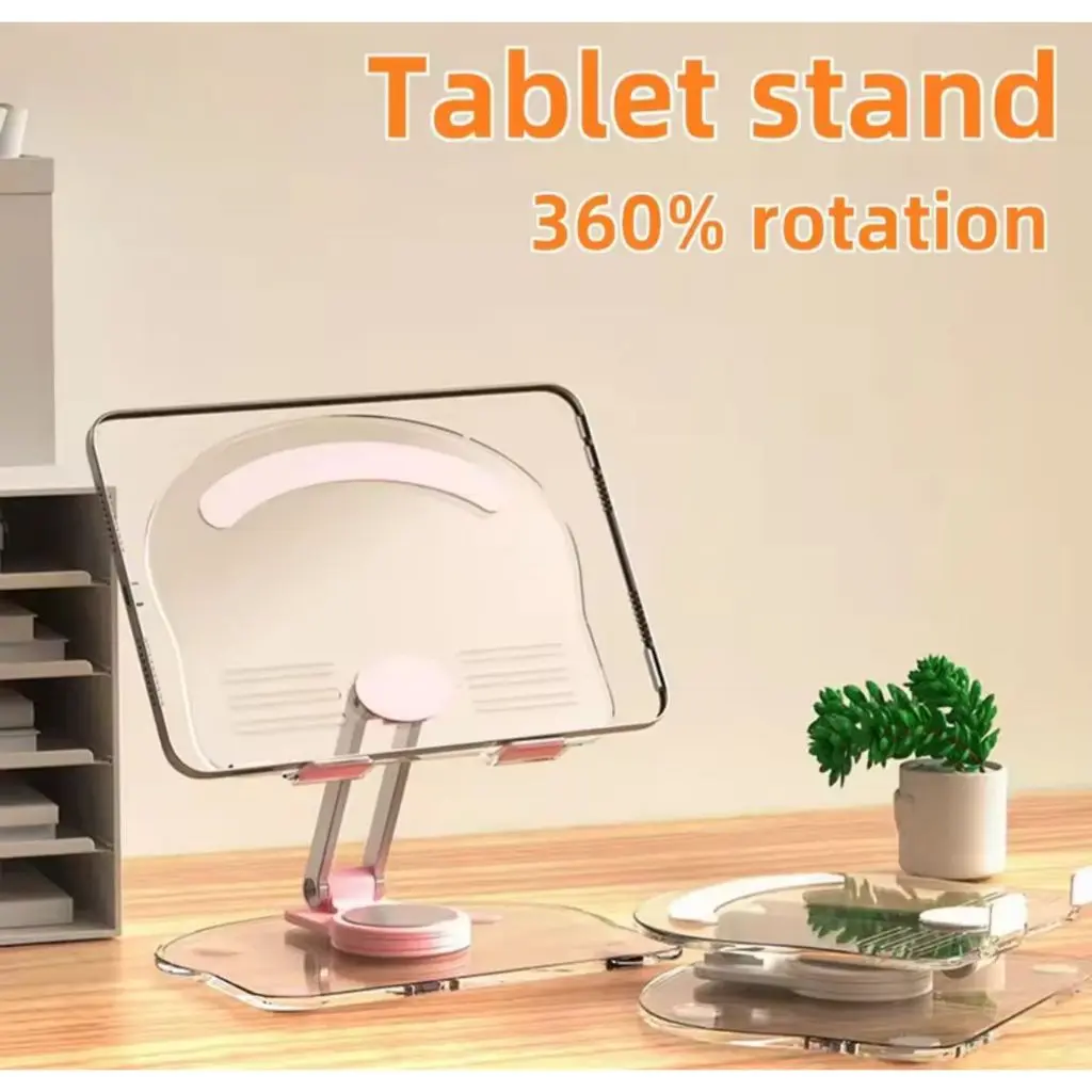 Stand Tablet 360 Derajat Adjustable Holder HP iPad Stand Meja Transparan Anti Slip Universal
