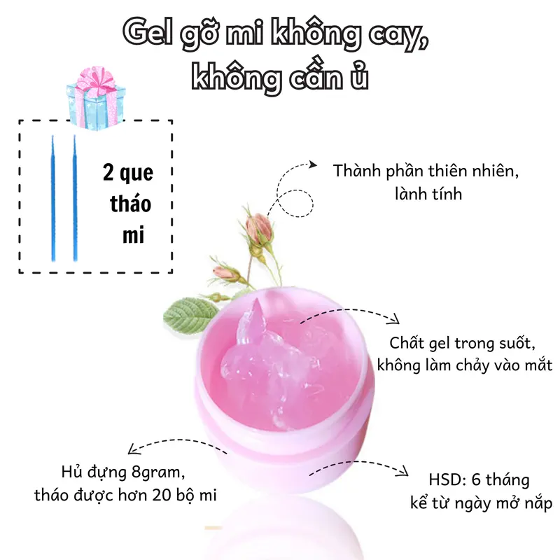 Trân Ny gel tháo mi không cay mắt tự gỡ mi tại nhà ( tặng kèm 2 tăm tháo) 1