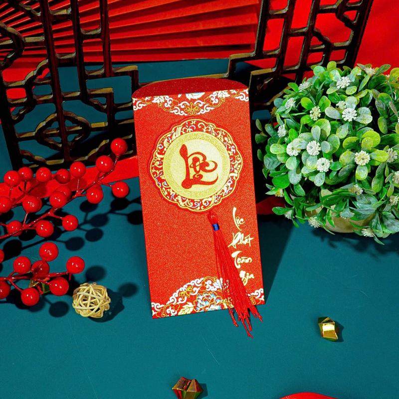 Product Introduction of [ 1 phong bao lì xì tết ] BAO LÌ XÌ ÁNH NHŨ KIM TUYẾN, câu chúc cát tường, mẫu mã sang trọng 35