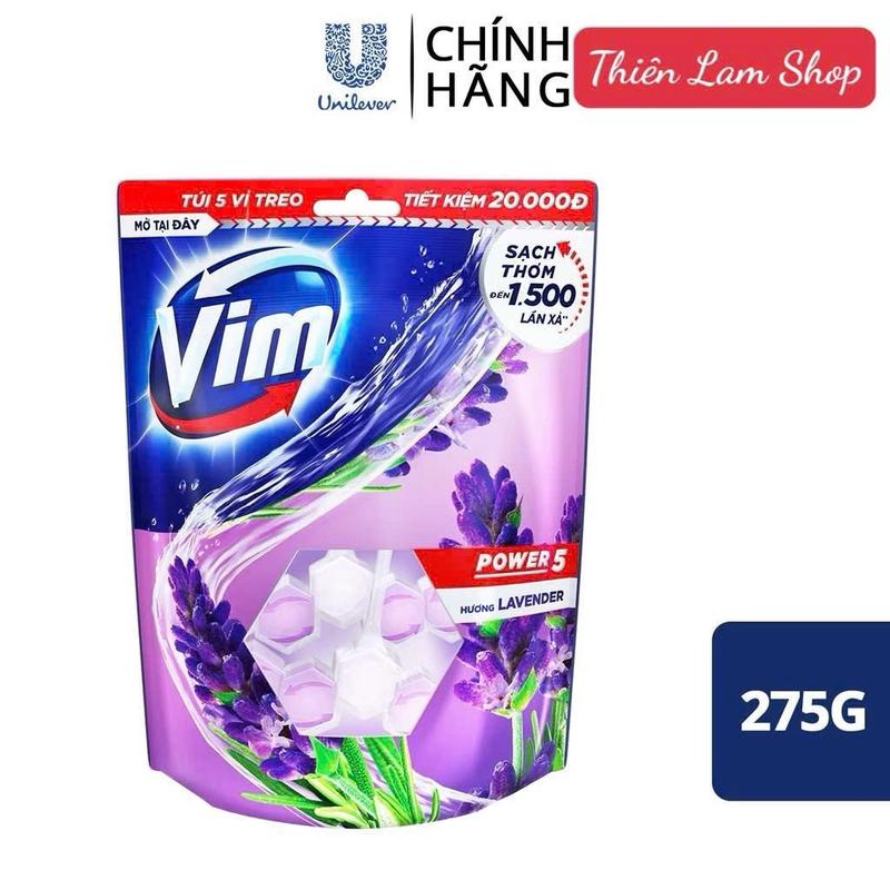 Túi 5 vỉ -  viên xả tẩy bồn cầu VIM Power 5 (275g) -Làm Sạch vi khuẩn-Thơm mát dài lâu