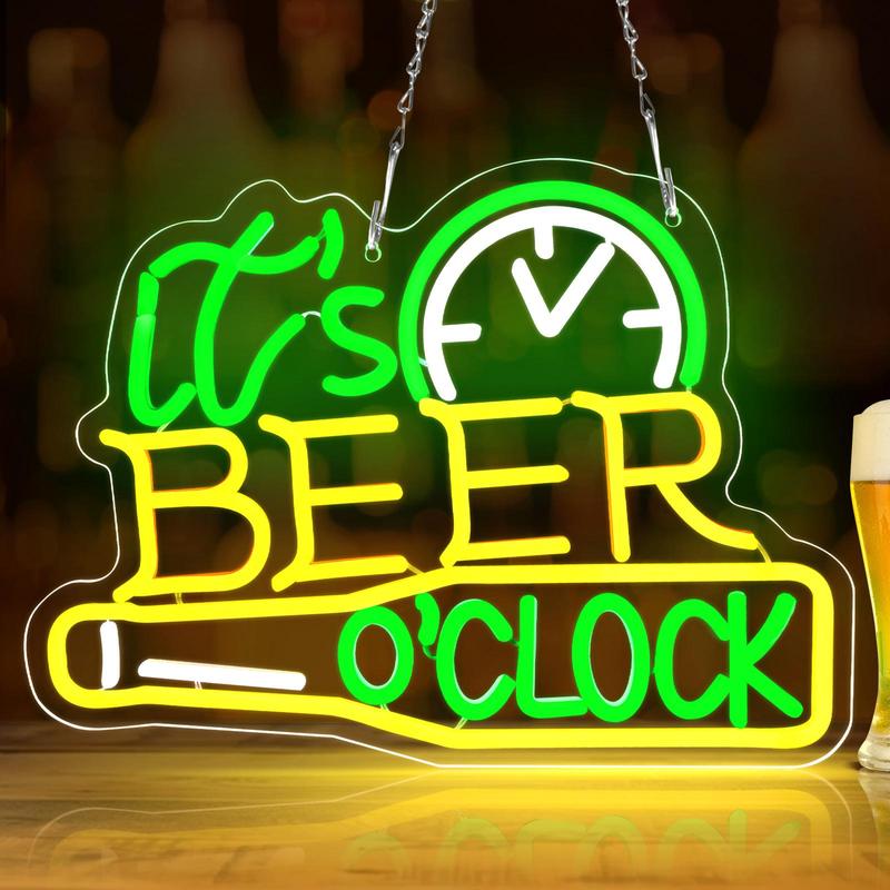 Product Introduction of It's Beer On The Wall Design Neon Sign, LED Neon Light with 2 Clear Hook, Decorative Neon Sign for Home Party (Battery Required, without Battery) 11