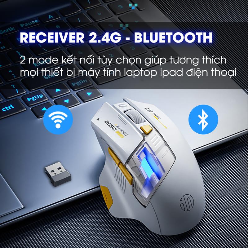 Chuột không dây gaming SIDOTECH INPHIC A9 PRO MAX bluetooth silent chống ồn pin sạc 6 nút bấm led RGB 5 mức DPI | BigBuy360 - bigbuy360.vn