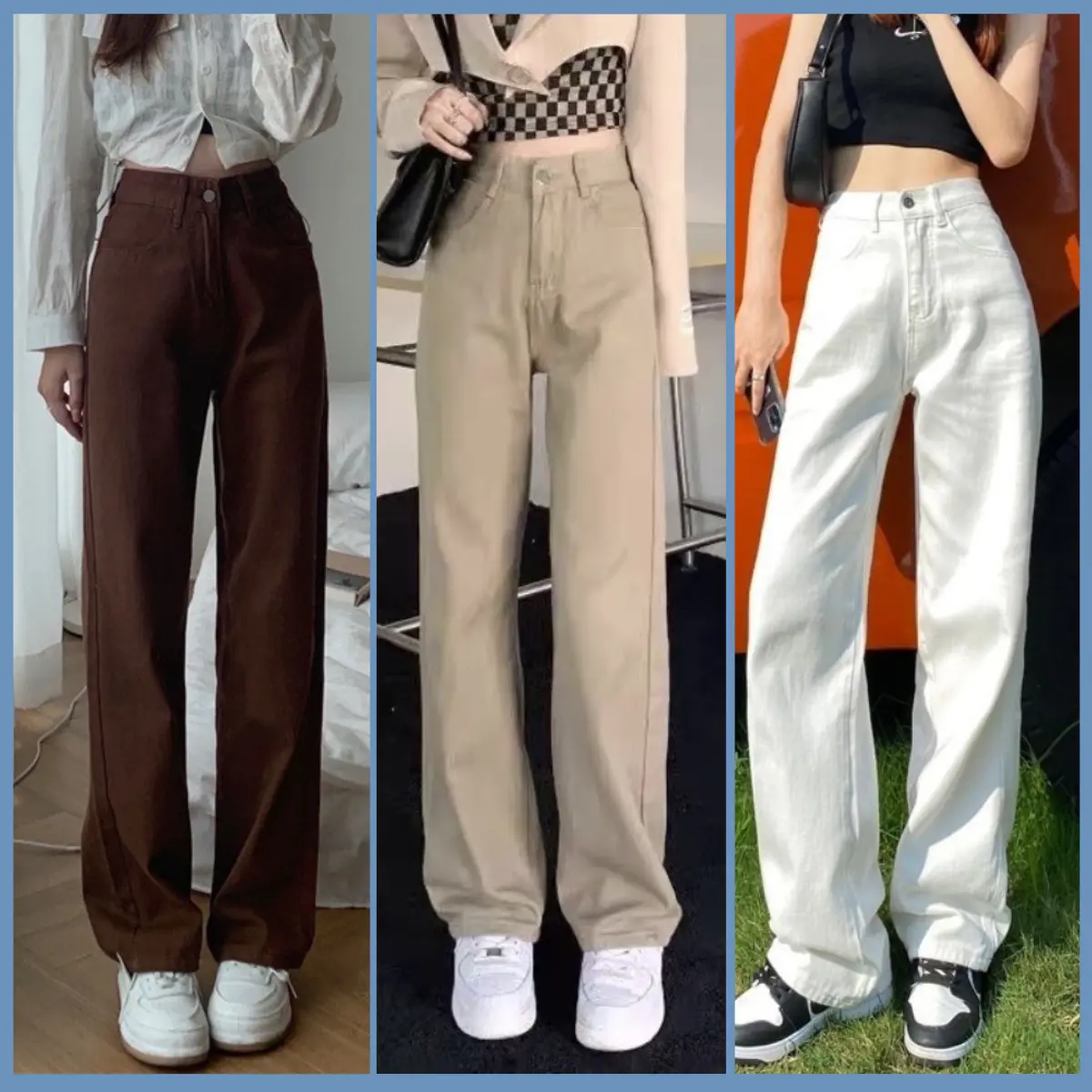 Quần Ống Rộng Kaki Nữ Dáng Suông Chất Bò Nhiều Màu 522