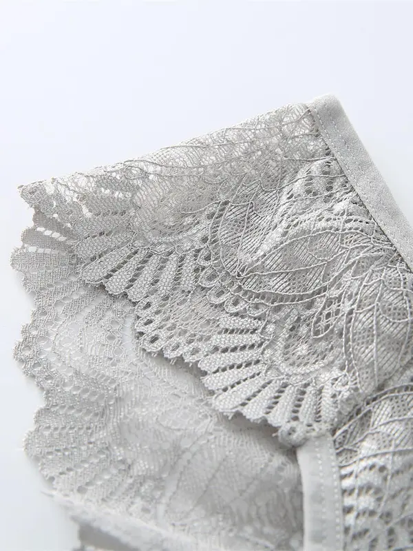 Women's 4pcs Scallop Trim Lace Panties, Solid Color Low Rise Comfort Knickers, Ladies Briefs, Women's Lingerie & Underwear 6