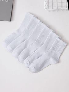 6 Pares de Calcetines Crew Sólidos para Mujer, Calcetines Casuales que Absorben la Humedad, Suaves, Cómodos y Transpirables para Uso Diario en Todas las Estaciones, Calcetines para Mujer