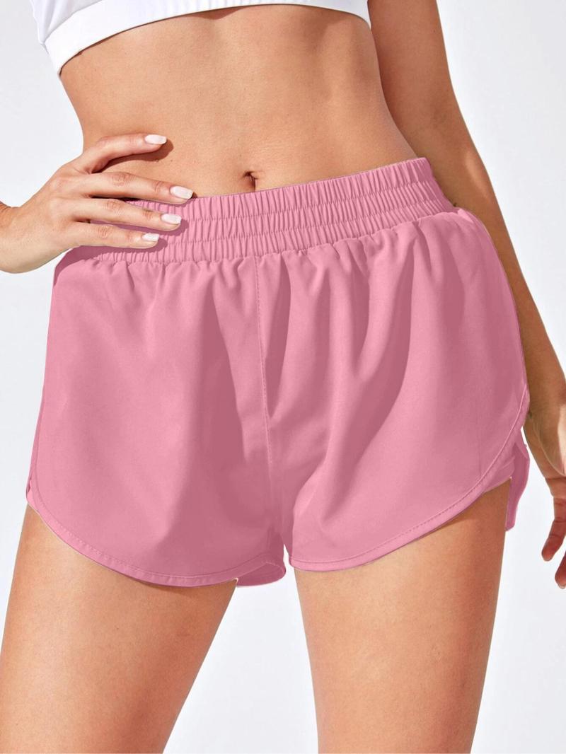 Product Introduction of Women's Solid 2 in 1 Elastic Waist Sports Shorts, Sporty Breathable Comfortable Shorts, Ladies Sportswear for Indoor Outdoor Wear, Gym Clothes 9