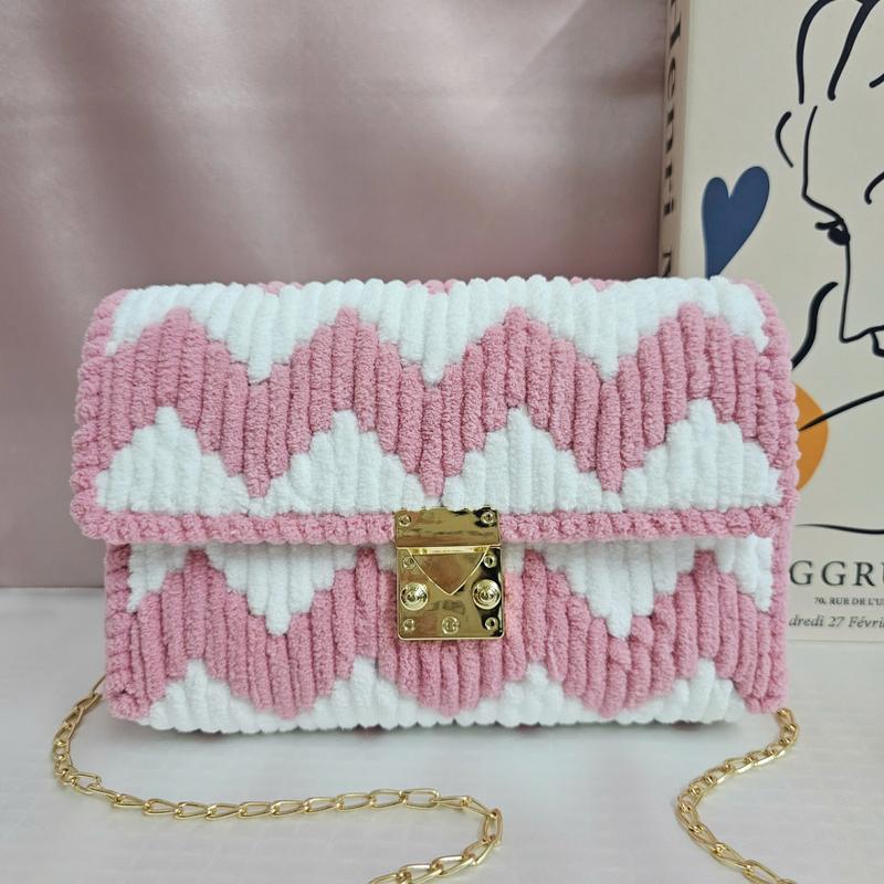  Túi Len Tự Đan Đeo Chéo Phối Màu - Phụ Kiện Đan Túi Handmade Bag Đeo Vai Nữ Canvas 