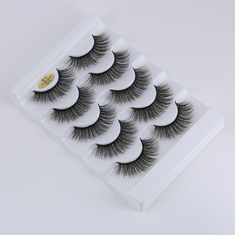 Dụng Cụ Trang Điểm Mắt, SKONHED, 5 Cặp, Lông Mi Mắt Tự Nhiên, Dài Và Mỏng, Ống Loe Và Bồng Bềnh, Nhiều Lớp, Nối Mi Giả, Lông Chồn Giả 3D, Thiết Kế Đan Chéo 6