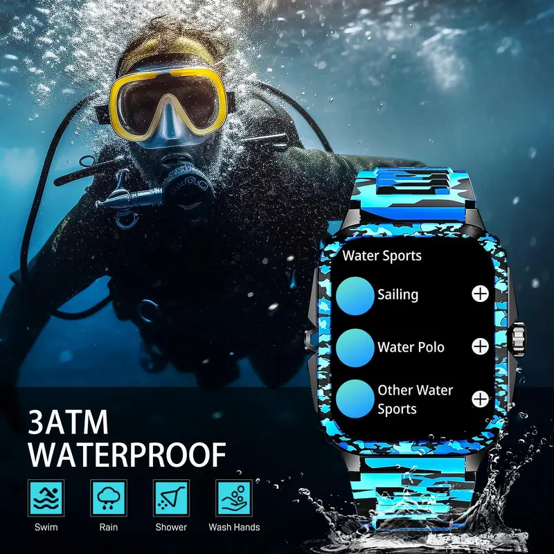 EIGIIS KT71 Men's Smart Watch, 3ATM Waterproof Smart Watch, Sports Watch with Multiple Sports Modes, Long Standby Sports Watch for Smartphone, Perfect Gift 6
