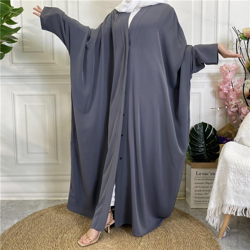 Product Introduction of 2022 New Middle Eastern Dubai Hot Style Solid Color Tie Button Cardigan Robe 1923 7
