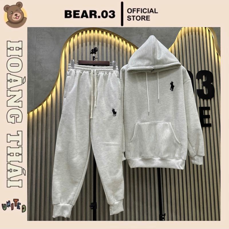 Bộ Quần Áo Hooodei Thêu Chất Nỉ Mũ 2 Lớp Mix Với Quần Nỉ Dài Tay Nam - Hoodie 506 Menswear
