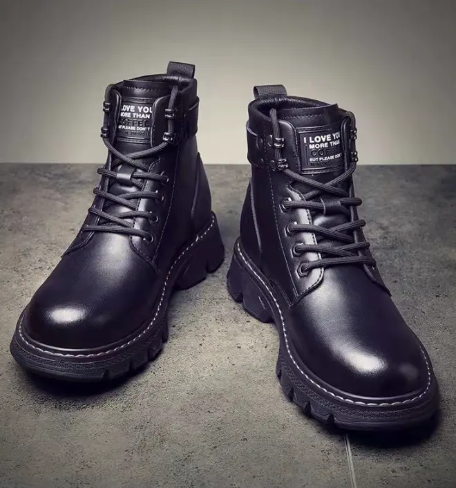 Bốt nam da lì Hàn Quốc sang trọng đế cao tôn dáng phong cách dễ vệ sinh 006 Boots 6