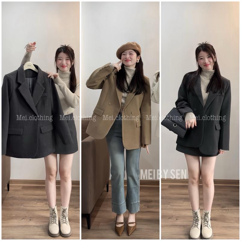 Dạ16 Áo Blazer Dạ Dáng Ngắn Form Vừa Phong Cách Hàn - Áo Khoác Dạ Mùa Đông Dáng Ngắn Phong Cách Trẻ Trung QC Women
