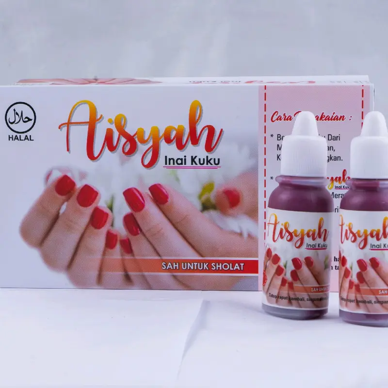 Inai Kuku Aisyah 1 box/12pcs Maroon dan Merah 2
