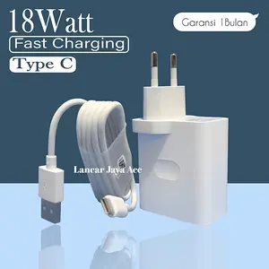 Charger Carger Carjer Casan Cas Adaptor Adapter 18W Fast Charging TYPE C Cable Kabel Handphone Kompatibel A5 A9 A16 A18 A33 A52 A53 A54 A74 5G